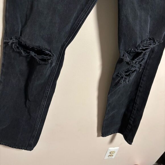 Agolde Lana Mid Rise Straight Leg Jeans Black Distressed- Size 26 - Picture 7 of 11